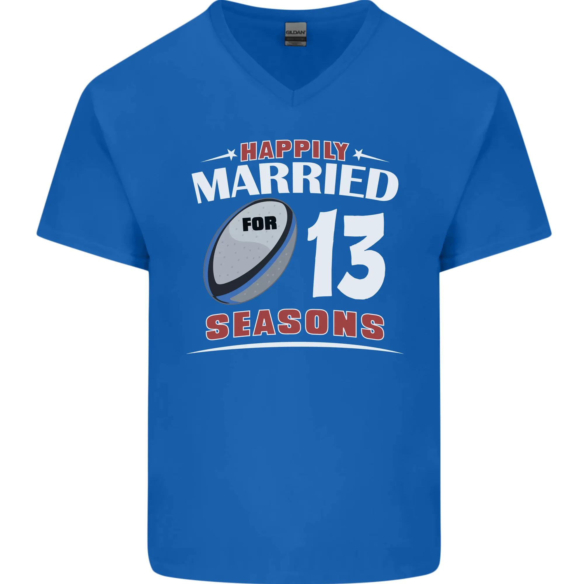 13 Year Wedding Anniversary 13th Rugby Mens V-Neck Cotton T-Shirt