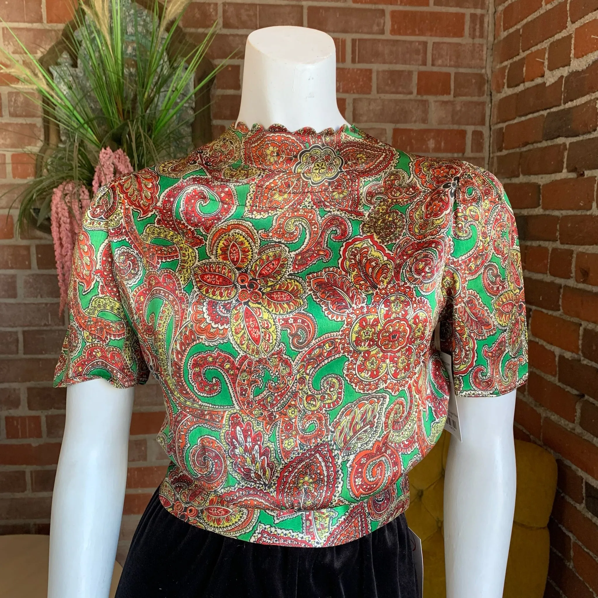 1940s Paisley Cropped Blouse