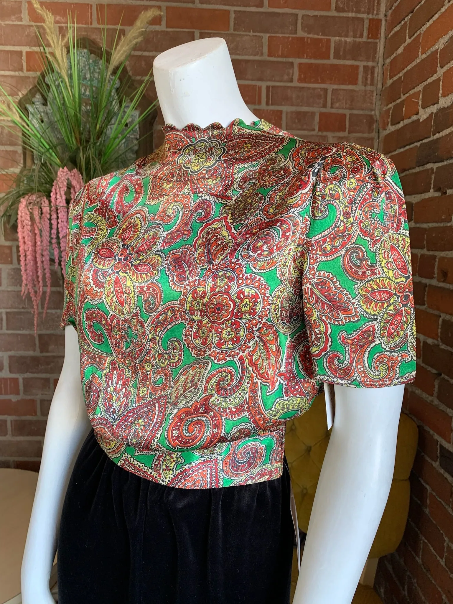 1940s Paisley Cropped Blouse