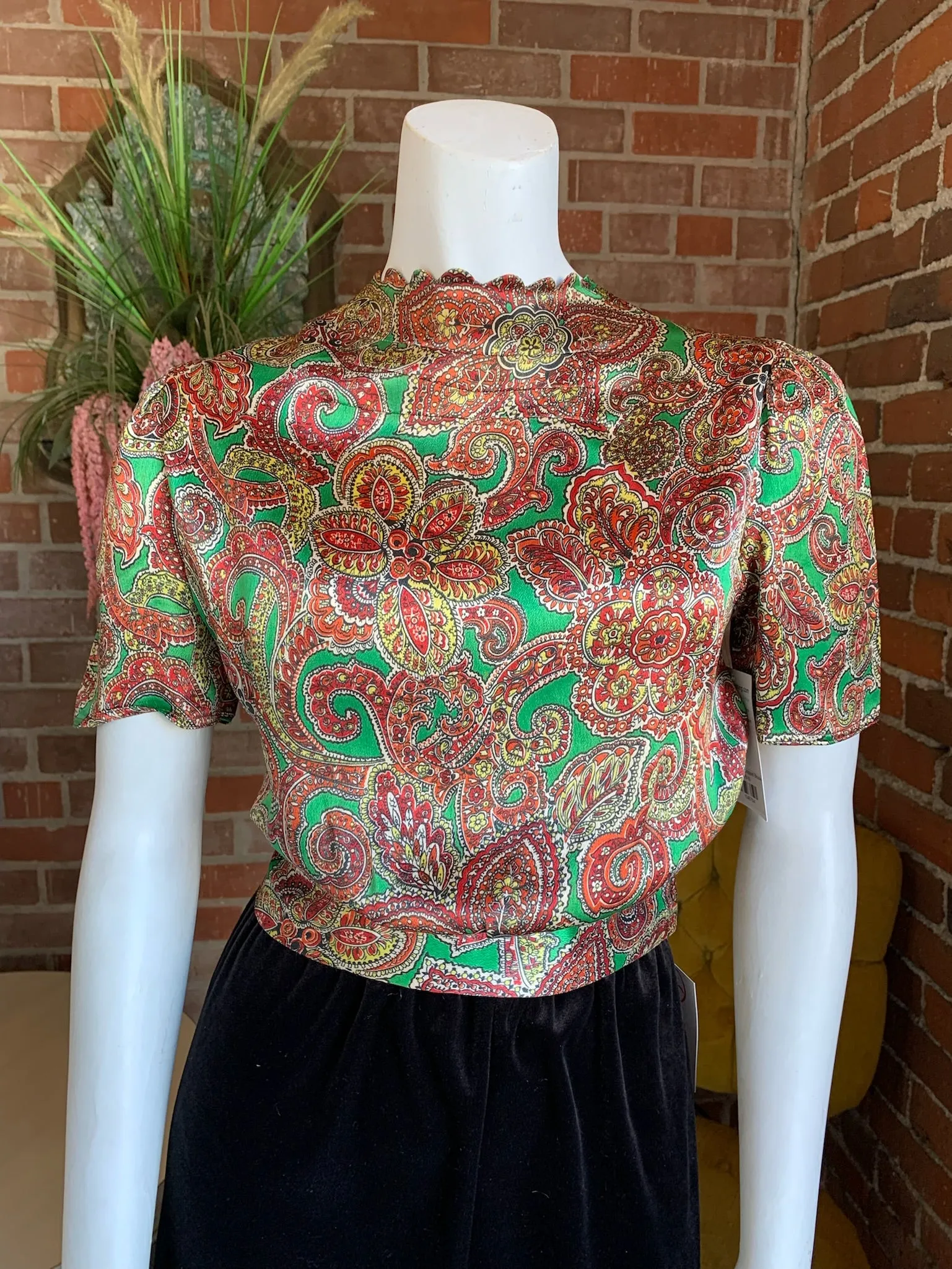 1940s Paisley Cropped Blouse