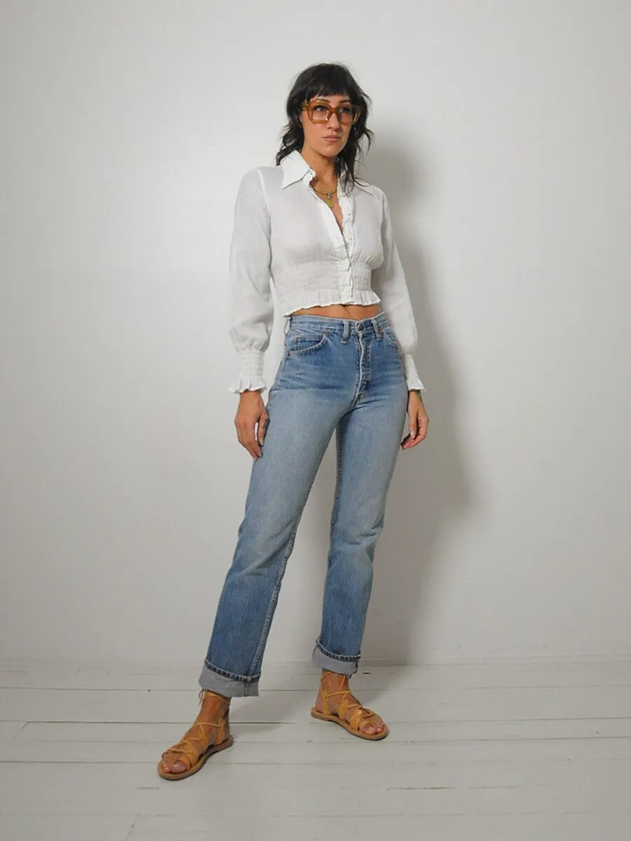 1970's Cropped Gauze Blouse