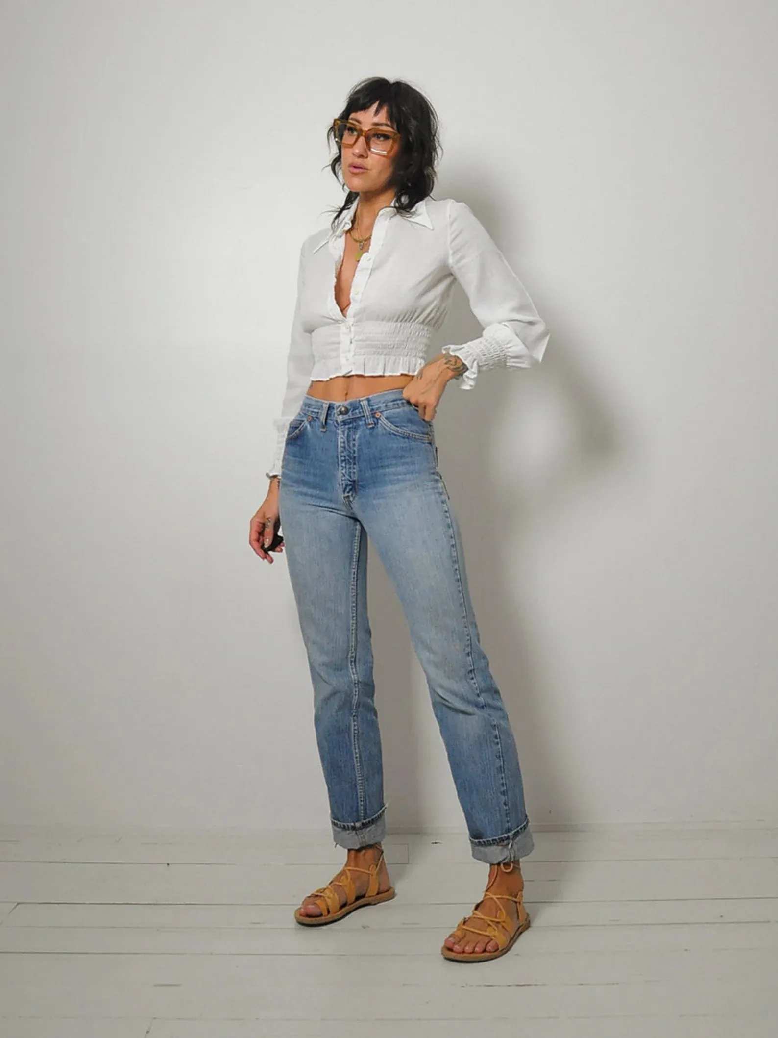 1970's Cropped Gauze Blouse