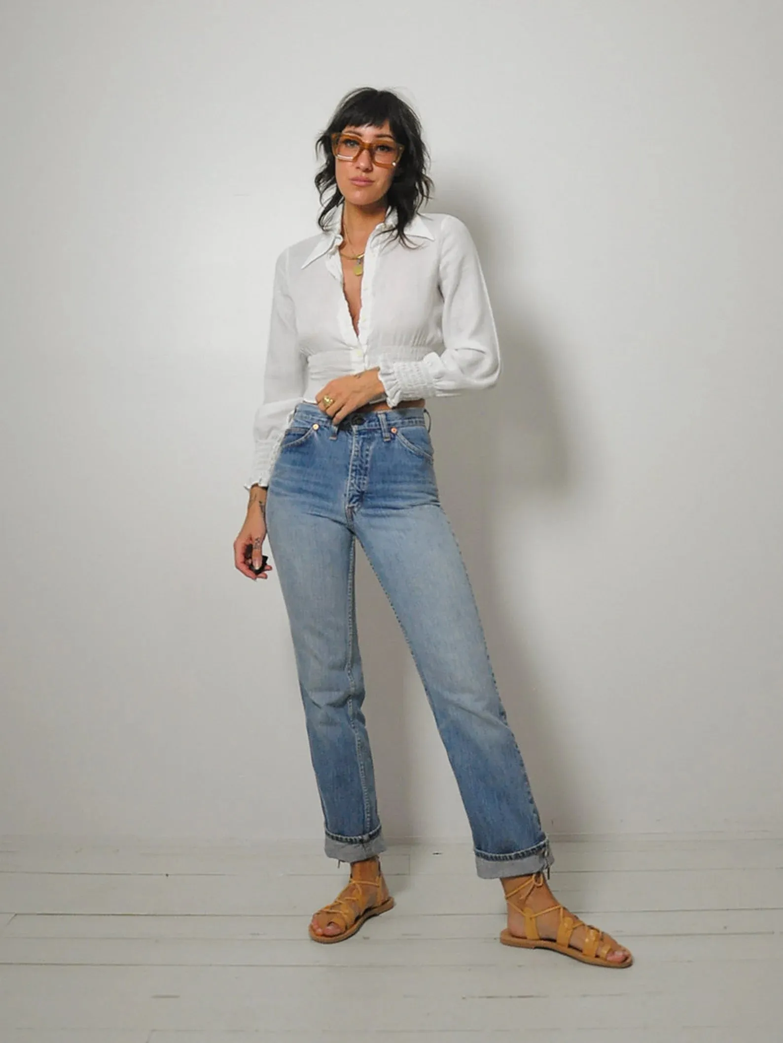 1970's Cropped Gauze Blouse