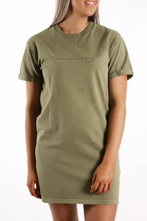 All About Eve Washed Tee Dress Khaki