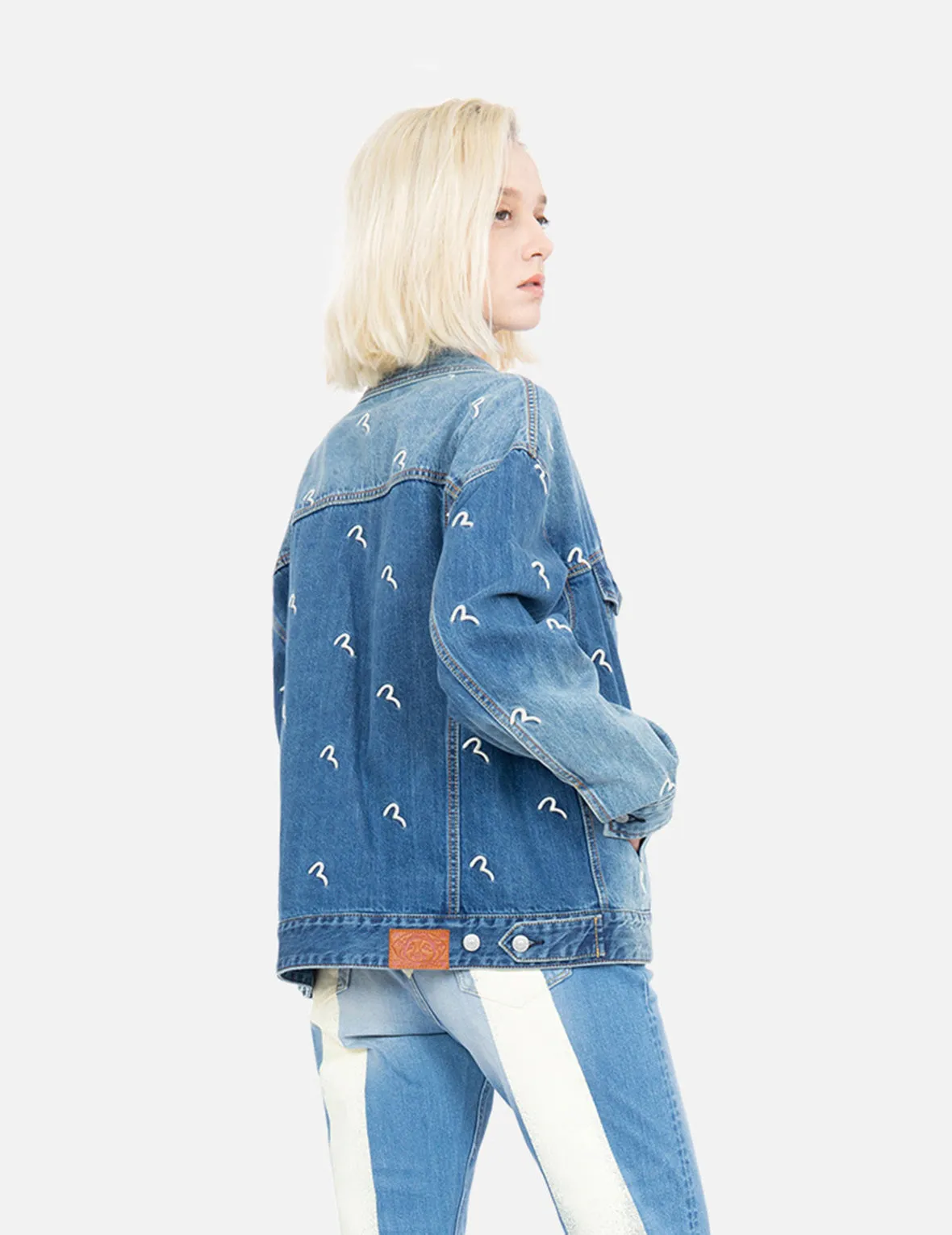 Allover Seagull Embroidery Denim Jacket