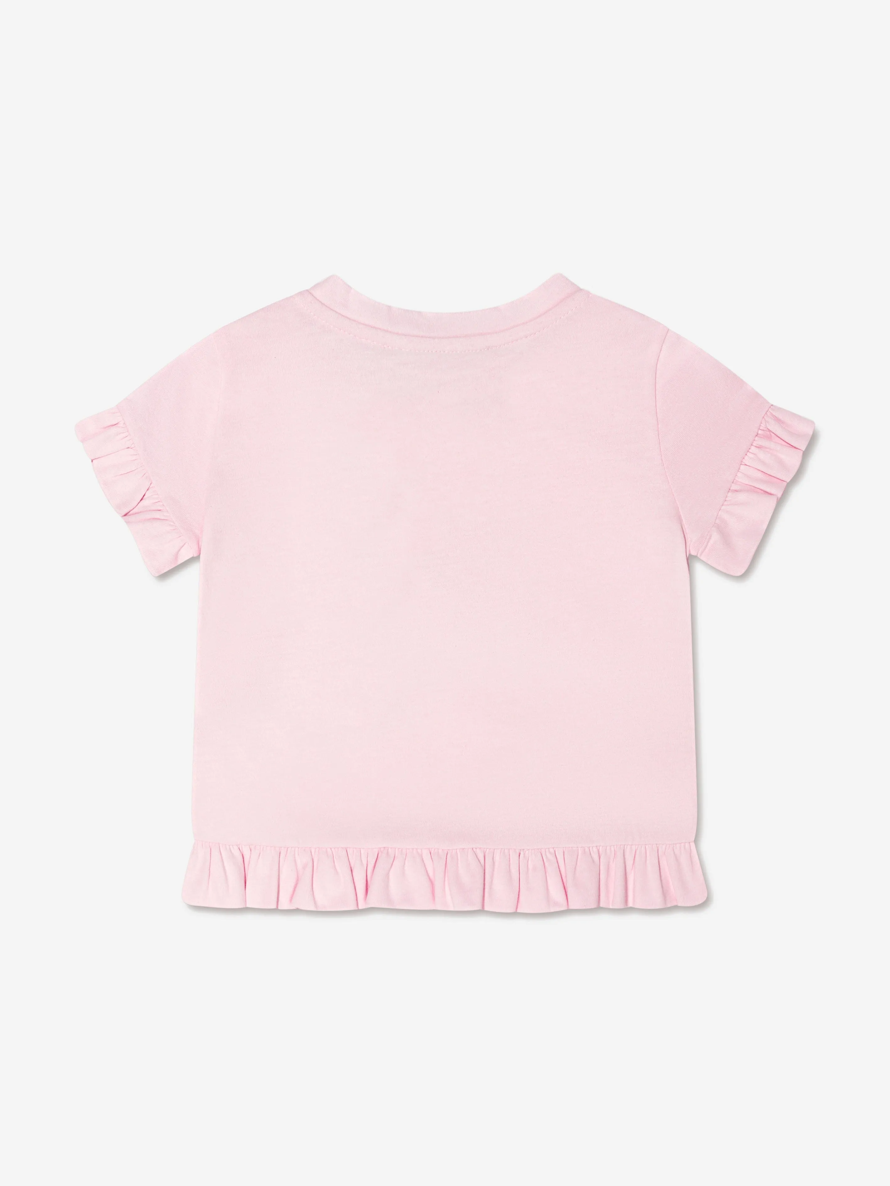 Balmain Baby Girls Logo Ruffle T-Shirt in Pink