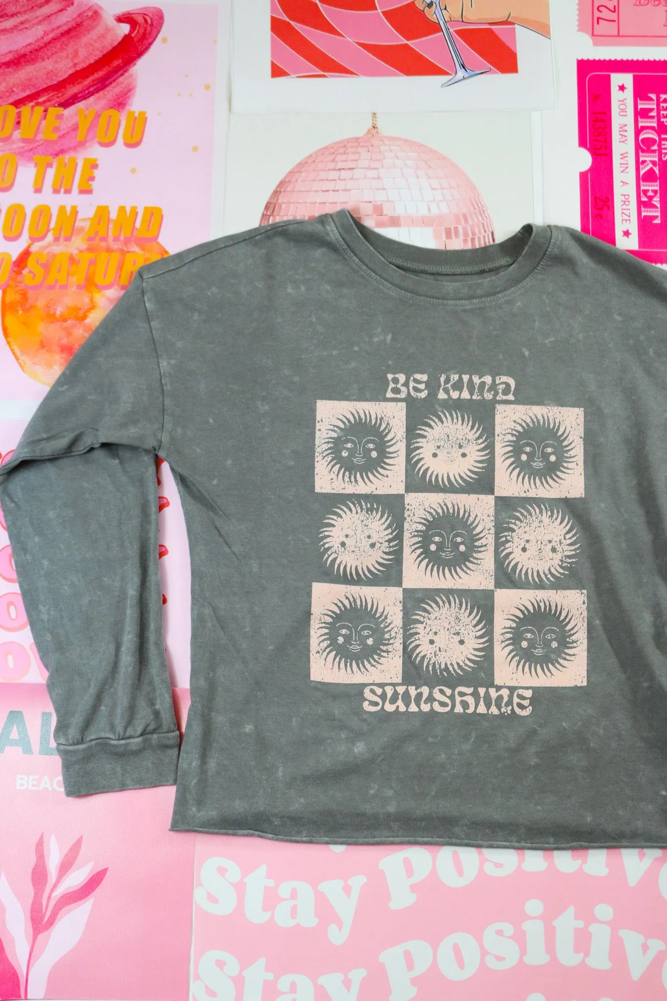 Be Kind Sunshine Kids Coal Grey Graphic Tee