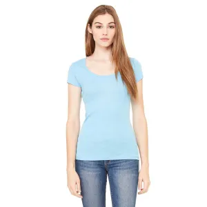 Bella   Canvas Women's Ocean Blue Sheer Mini Rib Short-Sleeve Scoop Neck T-Shirt