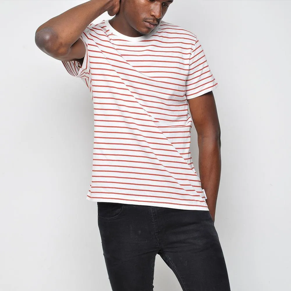 Bellfield - Striped T Shirt - White