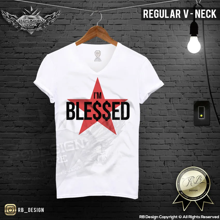 Blessed Men's T-shirt Scoop Neck Dollar Sign MD744 RED