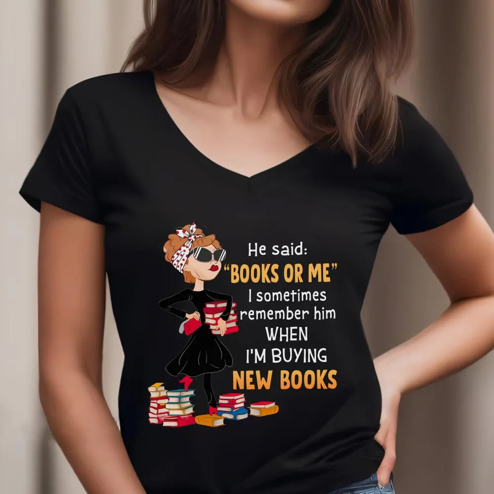 Books Or Me Book Lovers Gift Women's V-neck T-shirt TSVB444