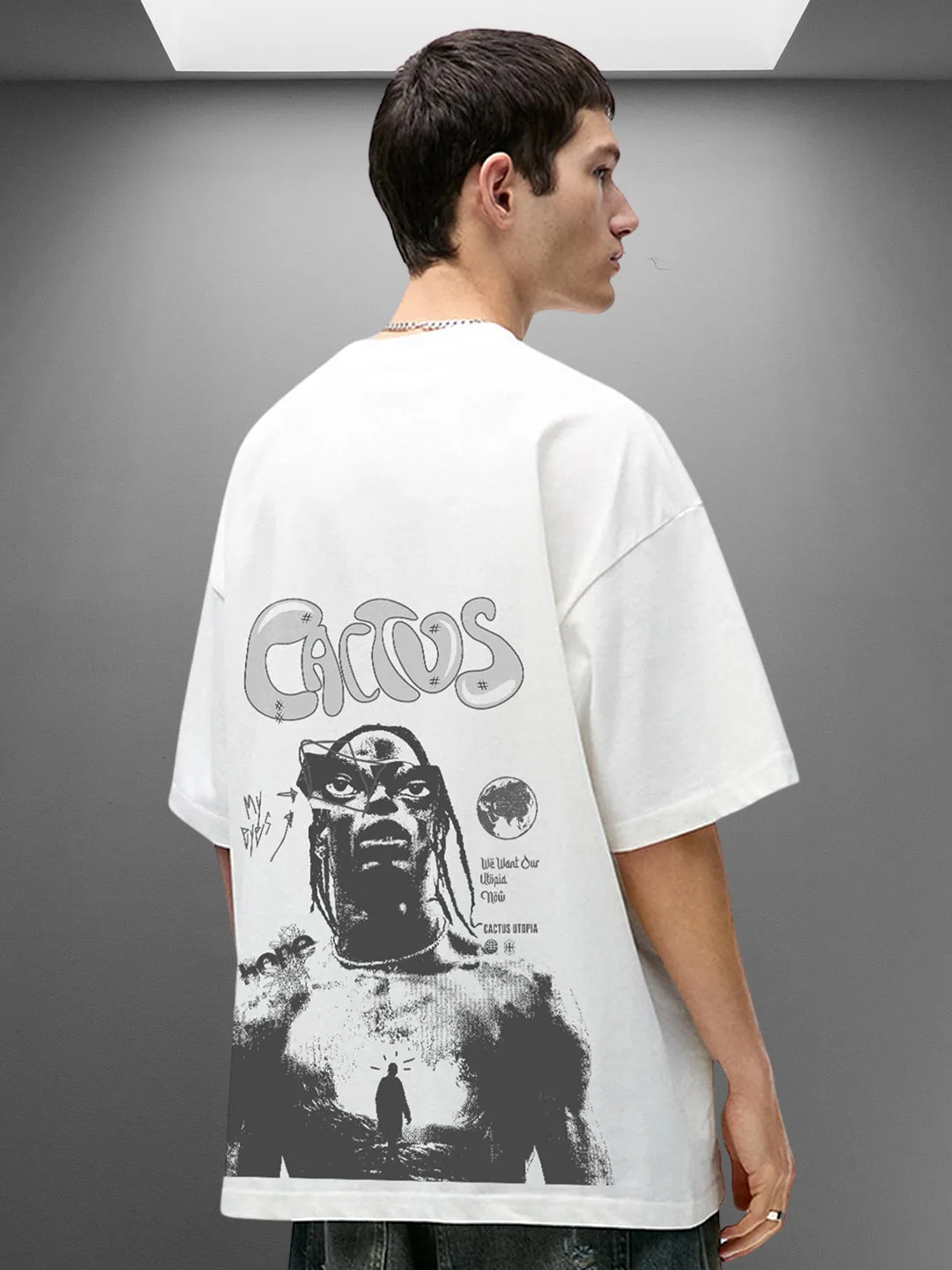 Cactus  Men Oversized Printed T-Shirt