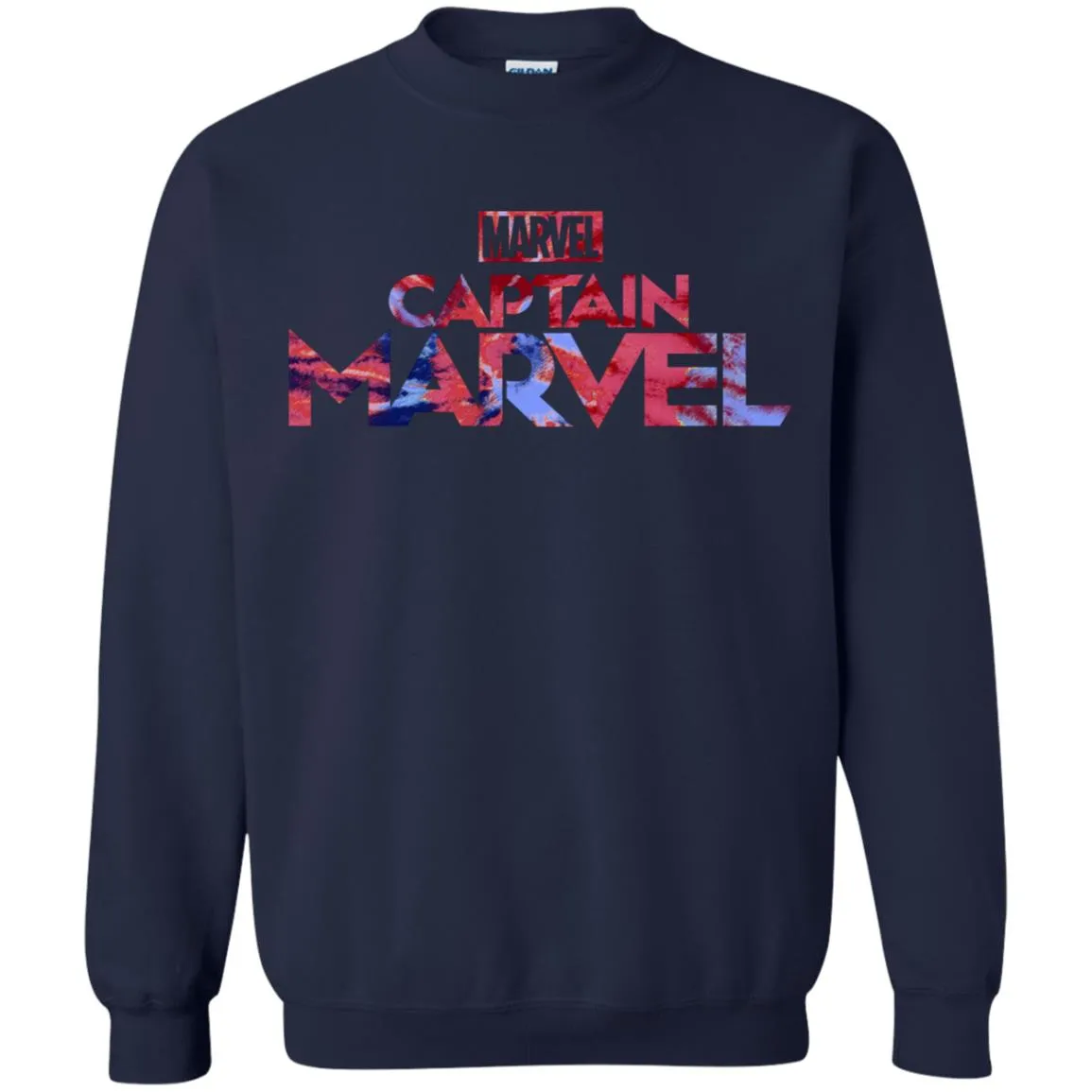 Captain Marvel Bold Tie Dye Movie Logo Crewneck Pullover Sweatshirt