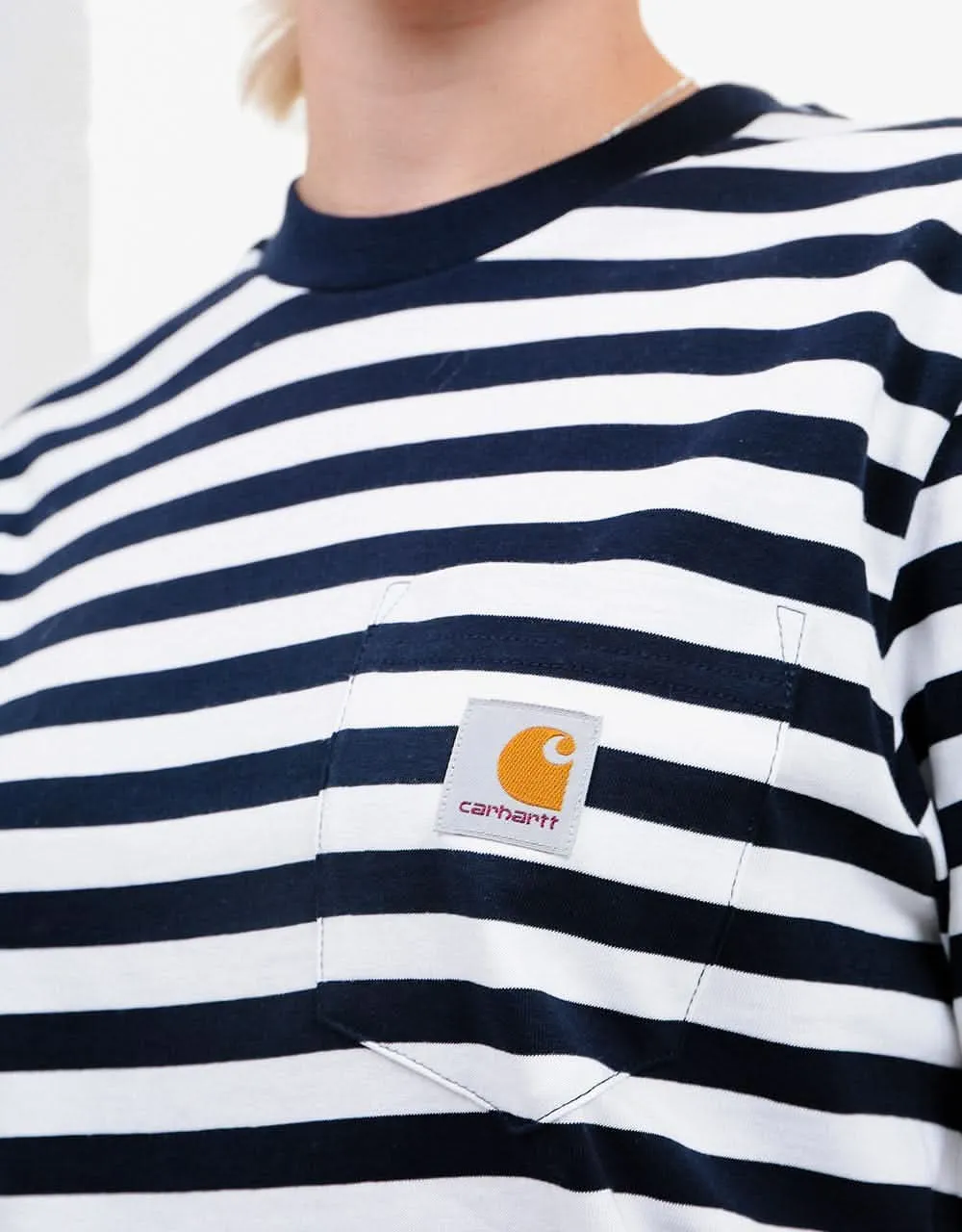 Carhartt WIP S/S Scotty Pocket T-Shirt - Scotty Stripe-Dark Navy/White