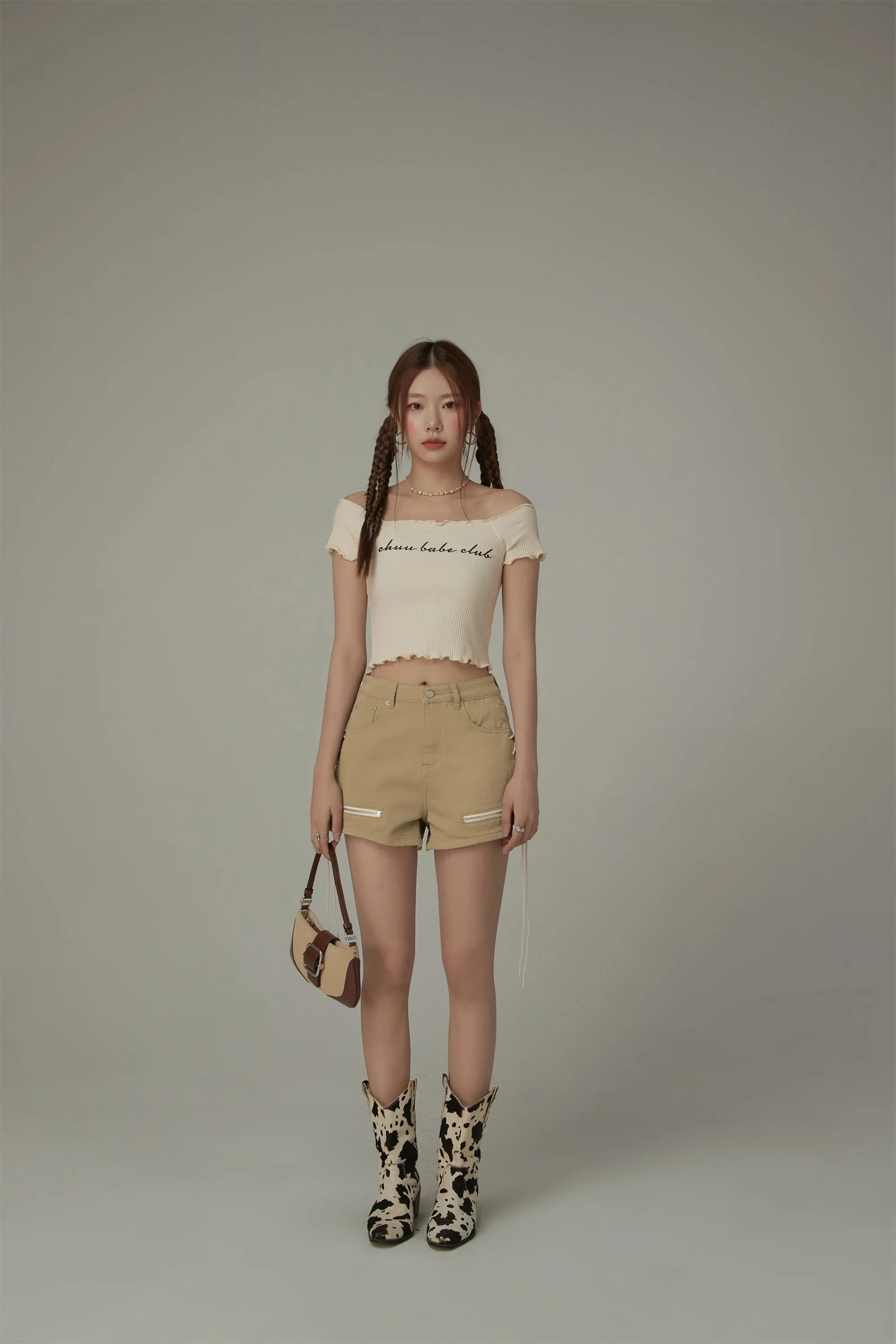 Chuu Babe Club Ruffled Off-The-Shoulder T-Shirt