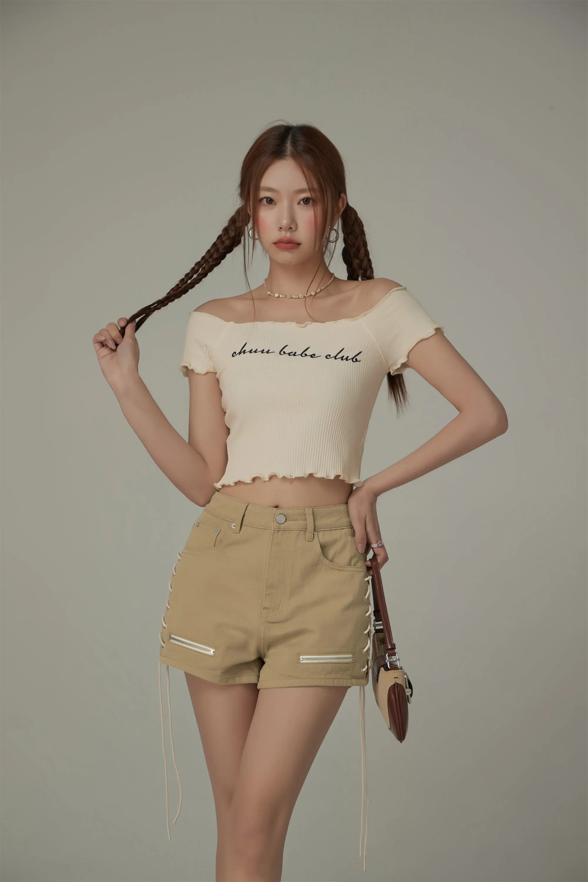 Chuu Babe Club Ruffled Off-The-Shoulder T-Shirt