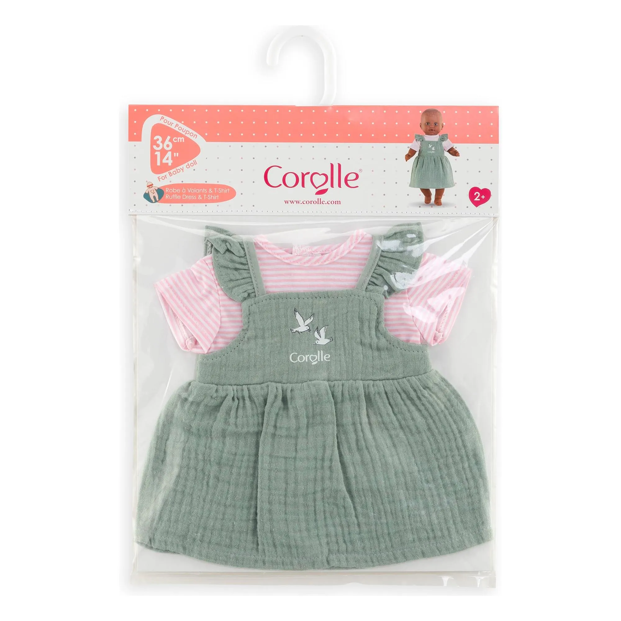 Corolle 12" Doll Outfit Ruffle Dress & T-Shirt