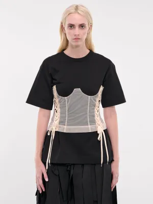 Corset Paneled Boxy Tee (5282-0562-BLACK-NUDE)