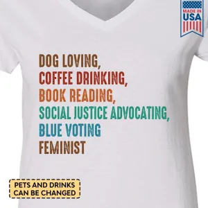 Custom Pet And Drink Book Lovers Gift Women's V-neck T-shirt TSVW565