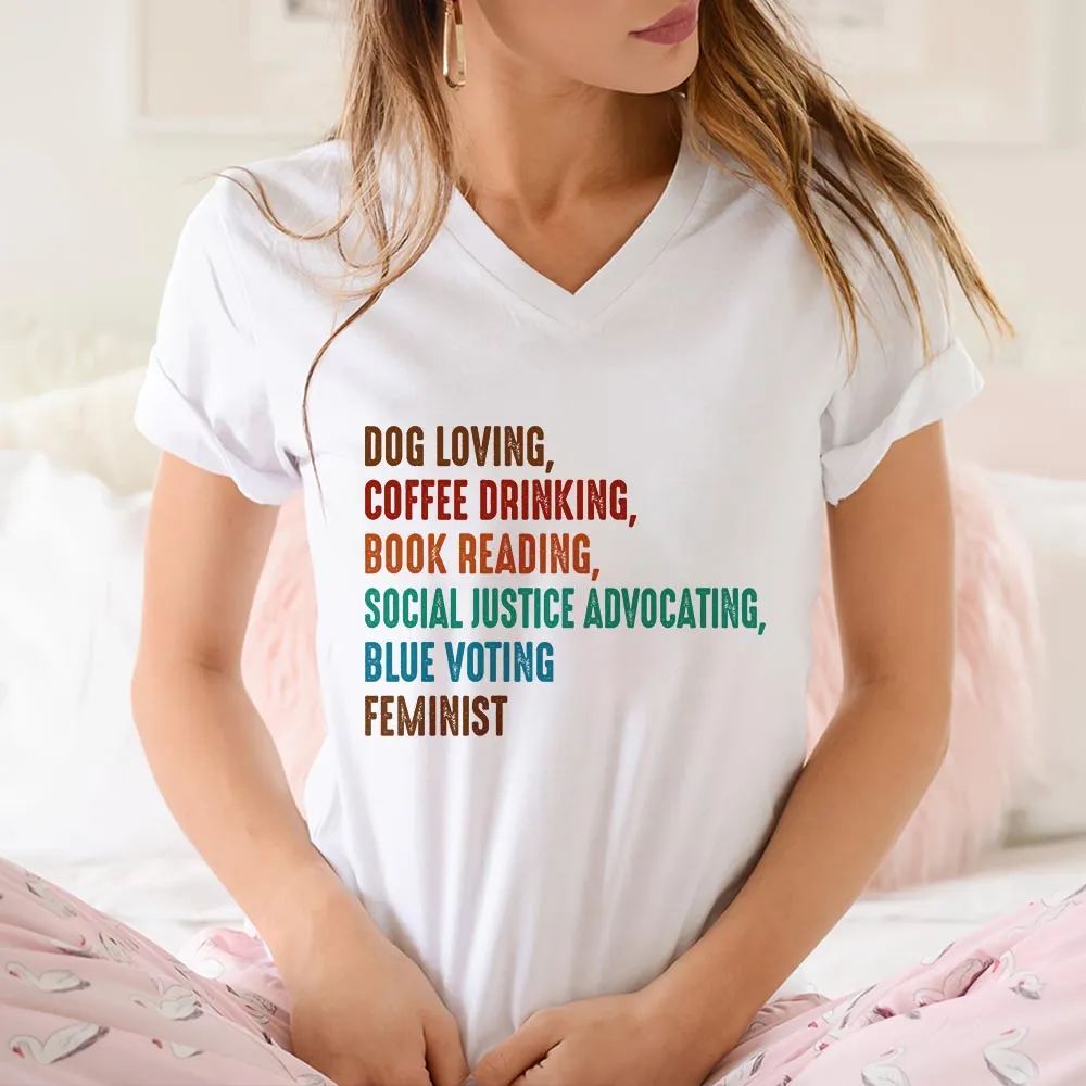 Custom Pet And Drink Book Lovers Gift Women's V-neck T-shirt TSVW565