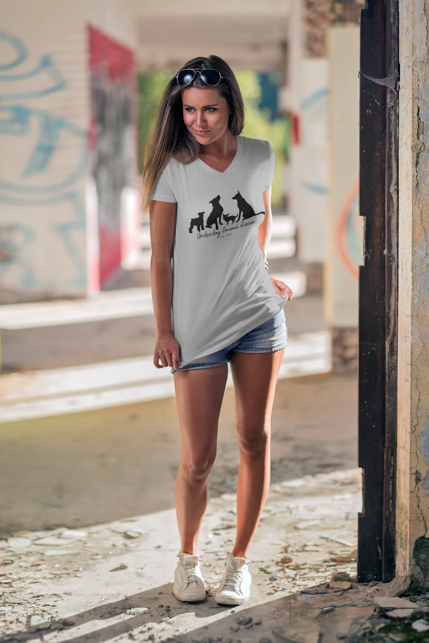 Dog Silhouette RELAXED V Neck Tee