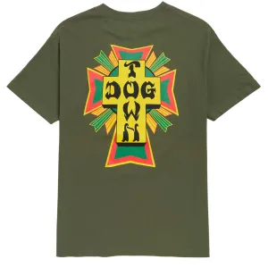 Dogtown Cross Logo Rasta T-Shirt - Olive