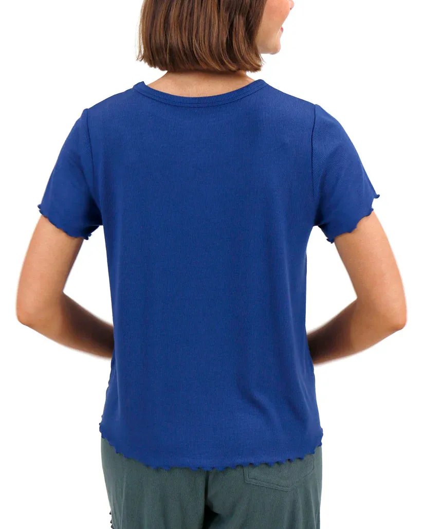 Essential Ribbed Relaxed Fit Tee in Classic Blue