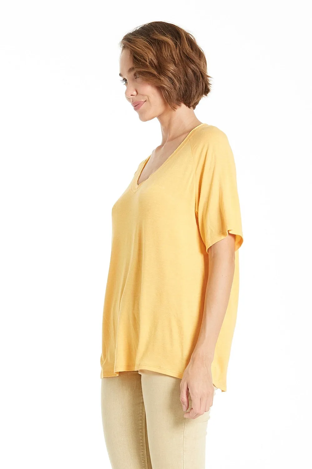 FAVORITE RELAXED V-NECK TOP | MARIGOLD