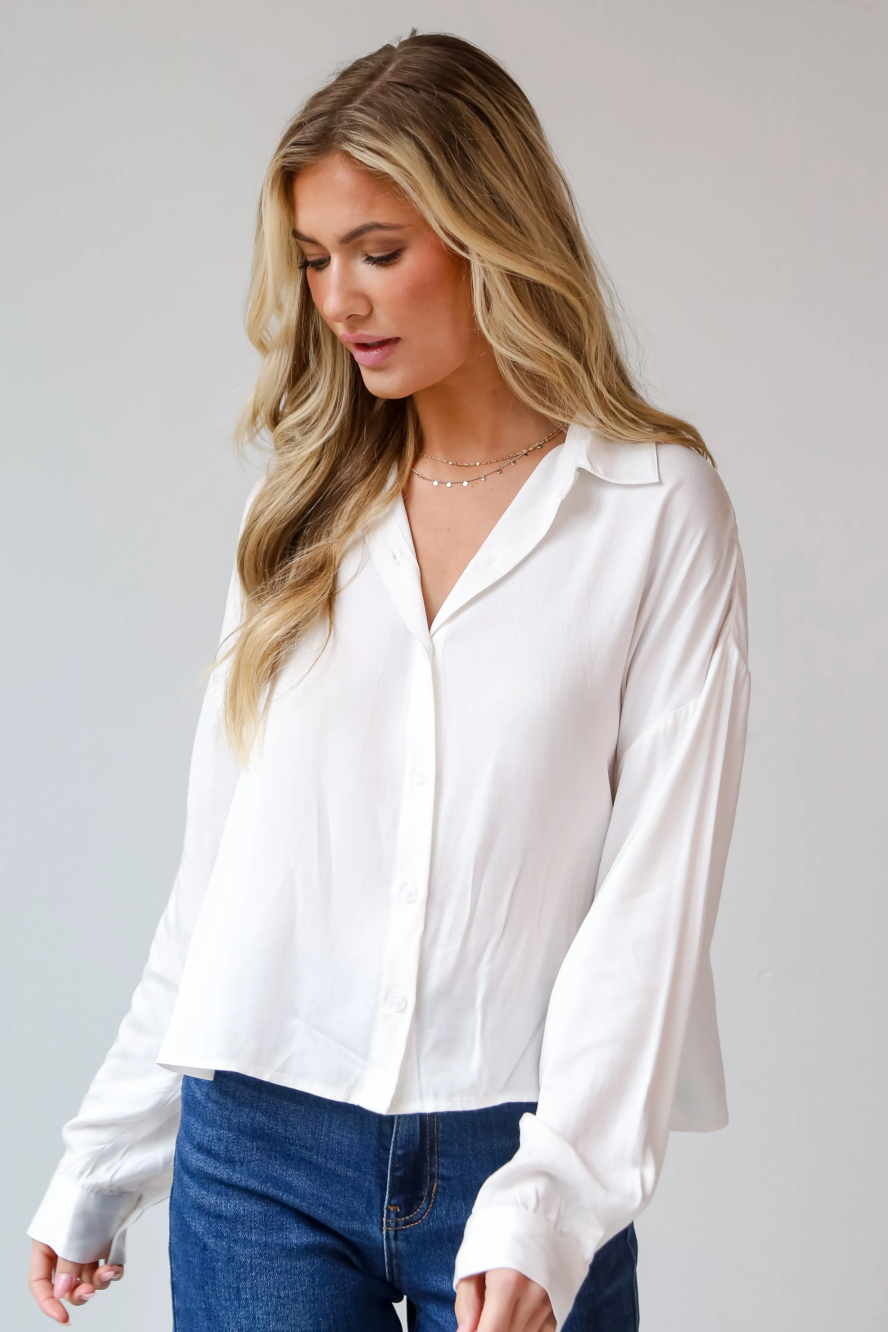 FINAL SALE - Just What I Needed Cropped Button-Up Blouse