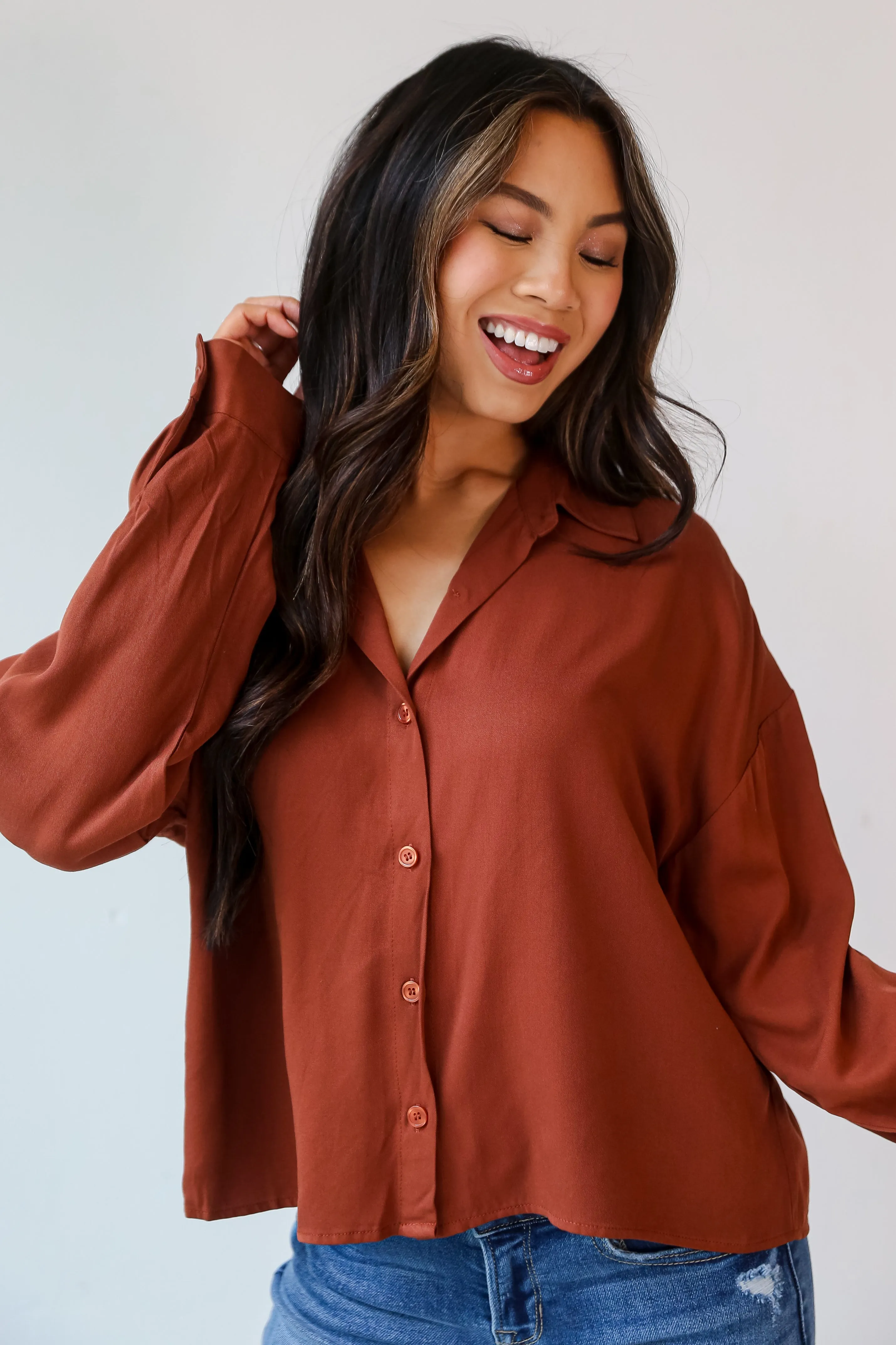 FINAL SALE - Just What I Needed Cropped Button-Up Blouse