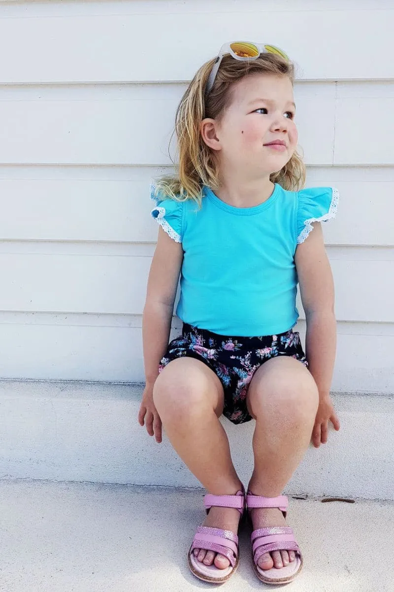 Flutter Tee with Lace - Arctic Blue - 0 to 8yrs