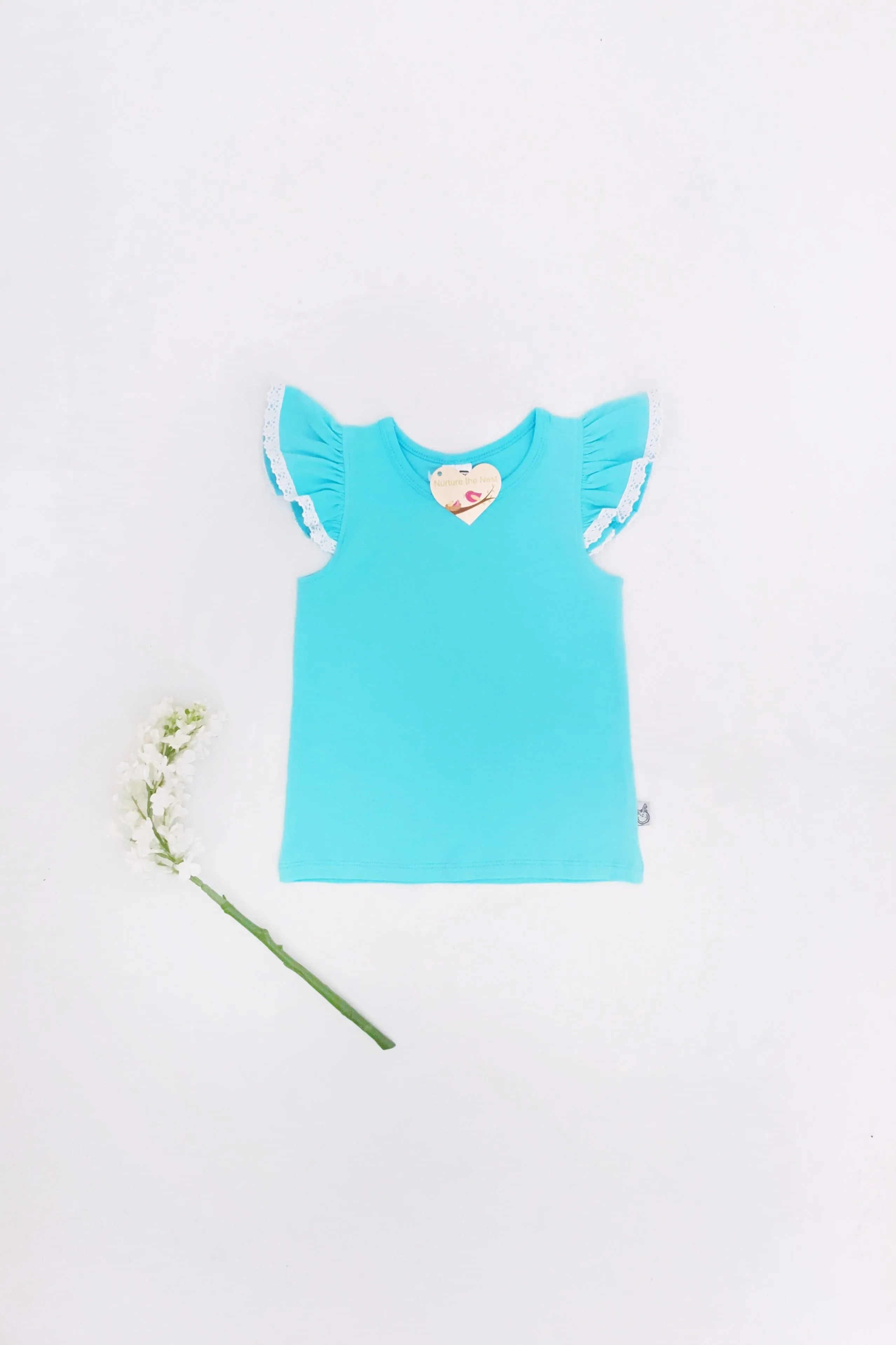 Flutter Tee with Lace - Arctic Blue - 0 to 8yrs