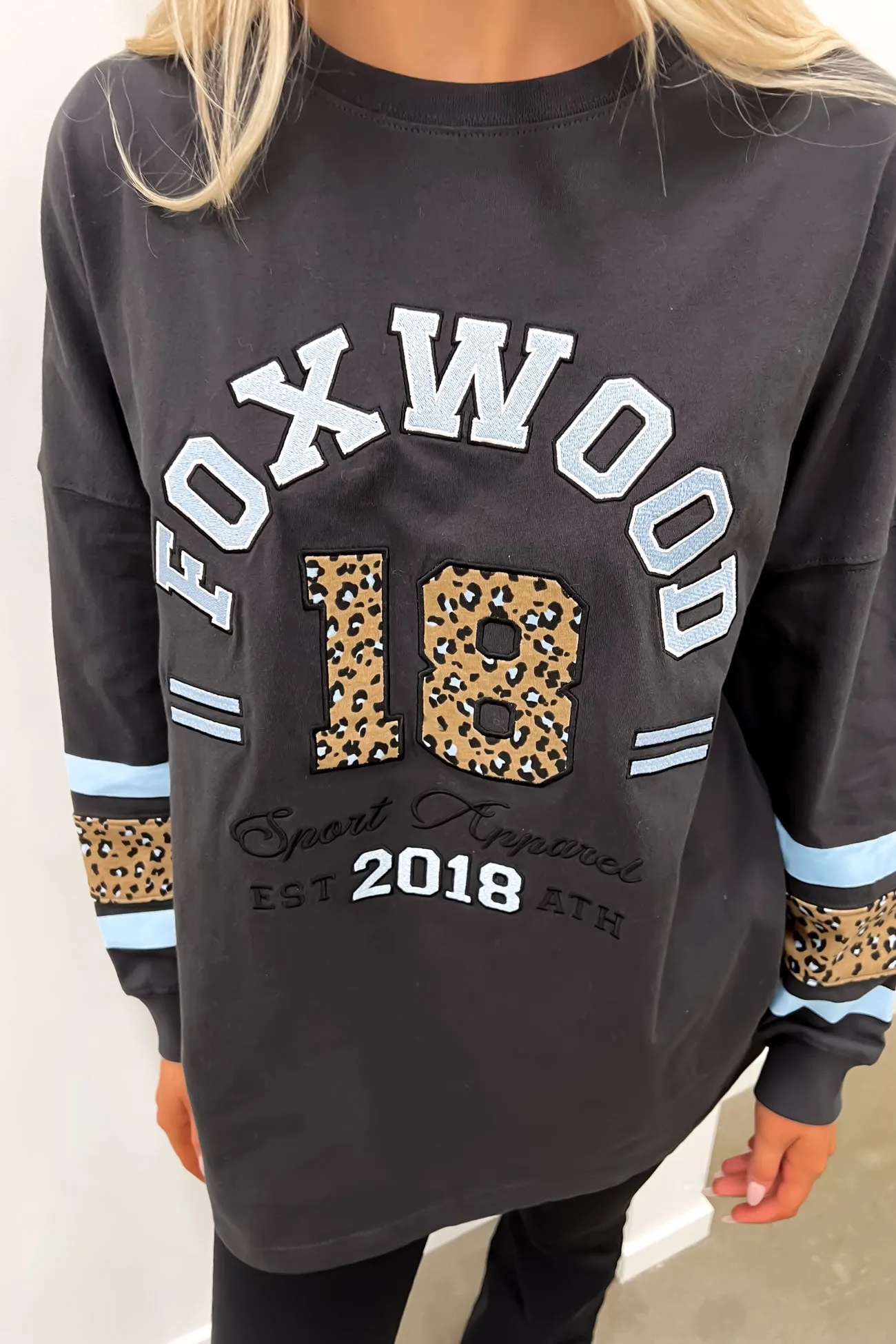 Foxwood Jets Long Sleeve Tee Washed Black