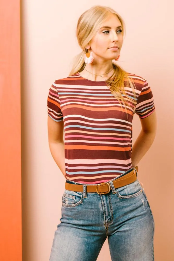 Free and Easy Striped Tee in Rust