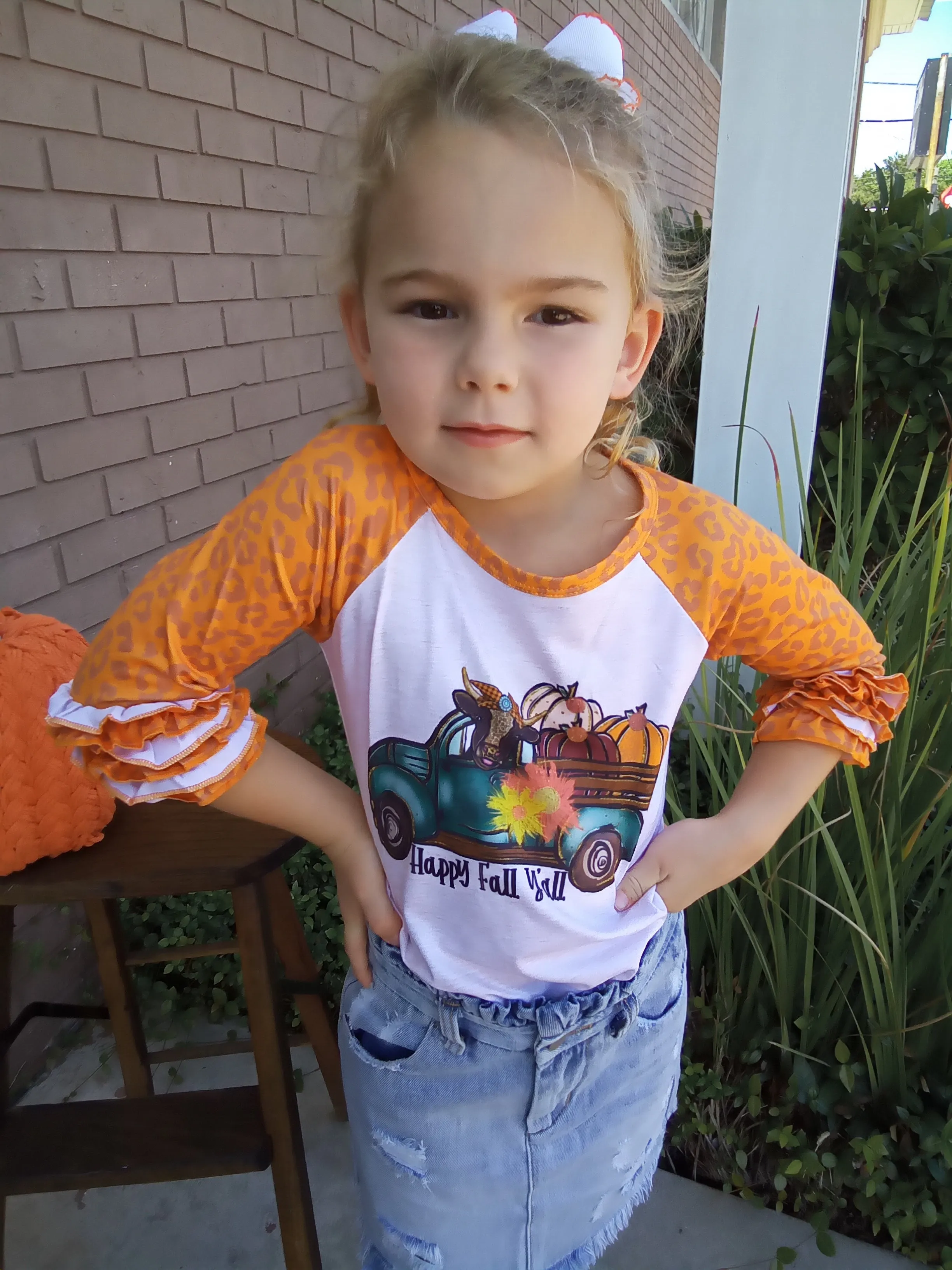 Happy Fall Y'all Pumpkin Truck Raglan Shirt