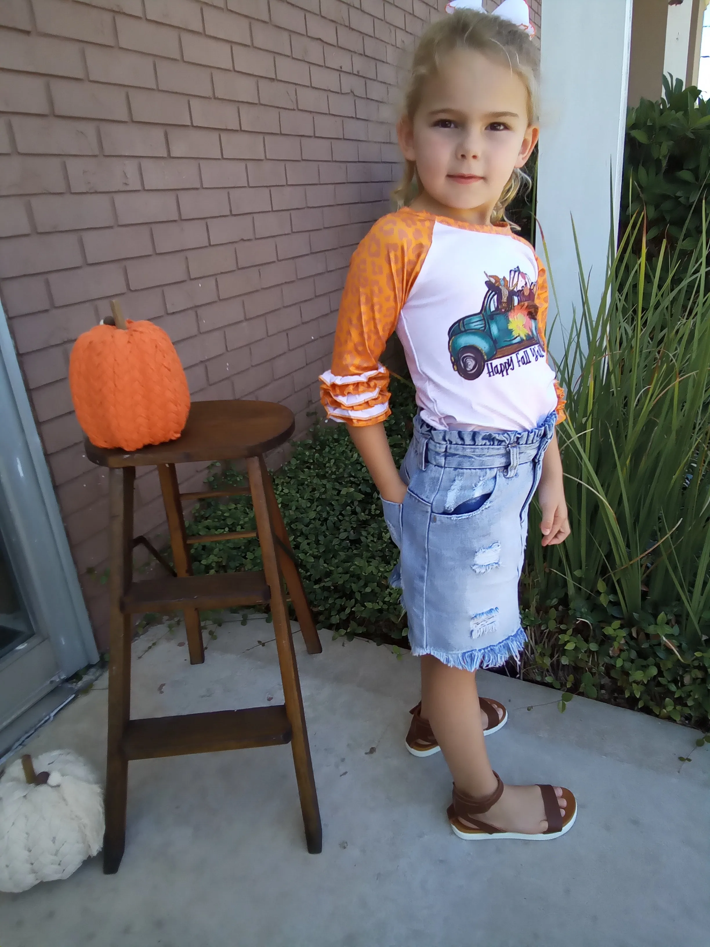 Happy Fall Y'all Pumpkin Truck Raglan Shirt