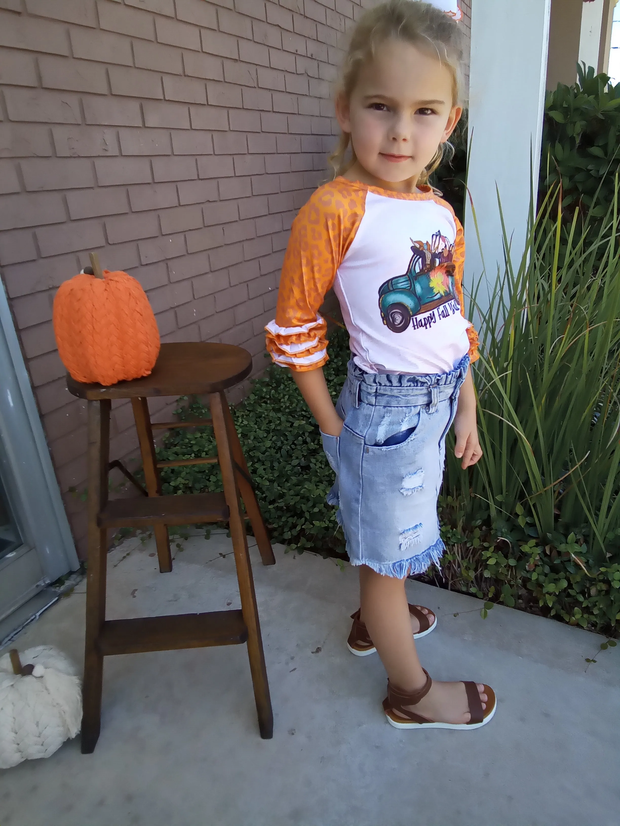 Happy Fall Y'all Pumpkin Truck Raglan Shirt