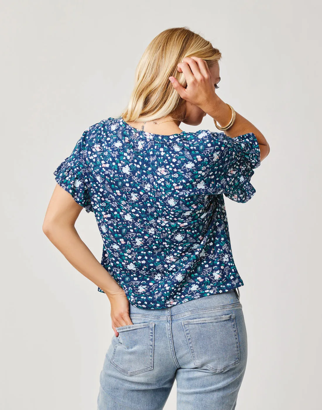 Hazel Top: Navy Floral