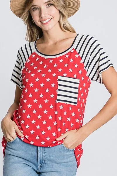 Heimish Full Size Star & Striped Round Neck Short Sleeve T-Shirt Plus Size