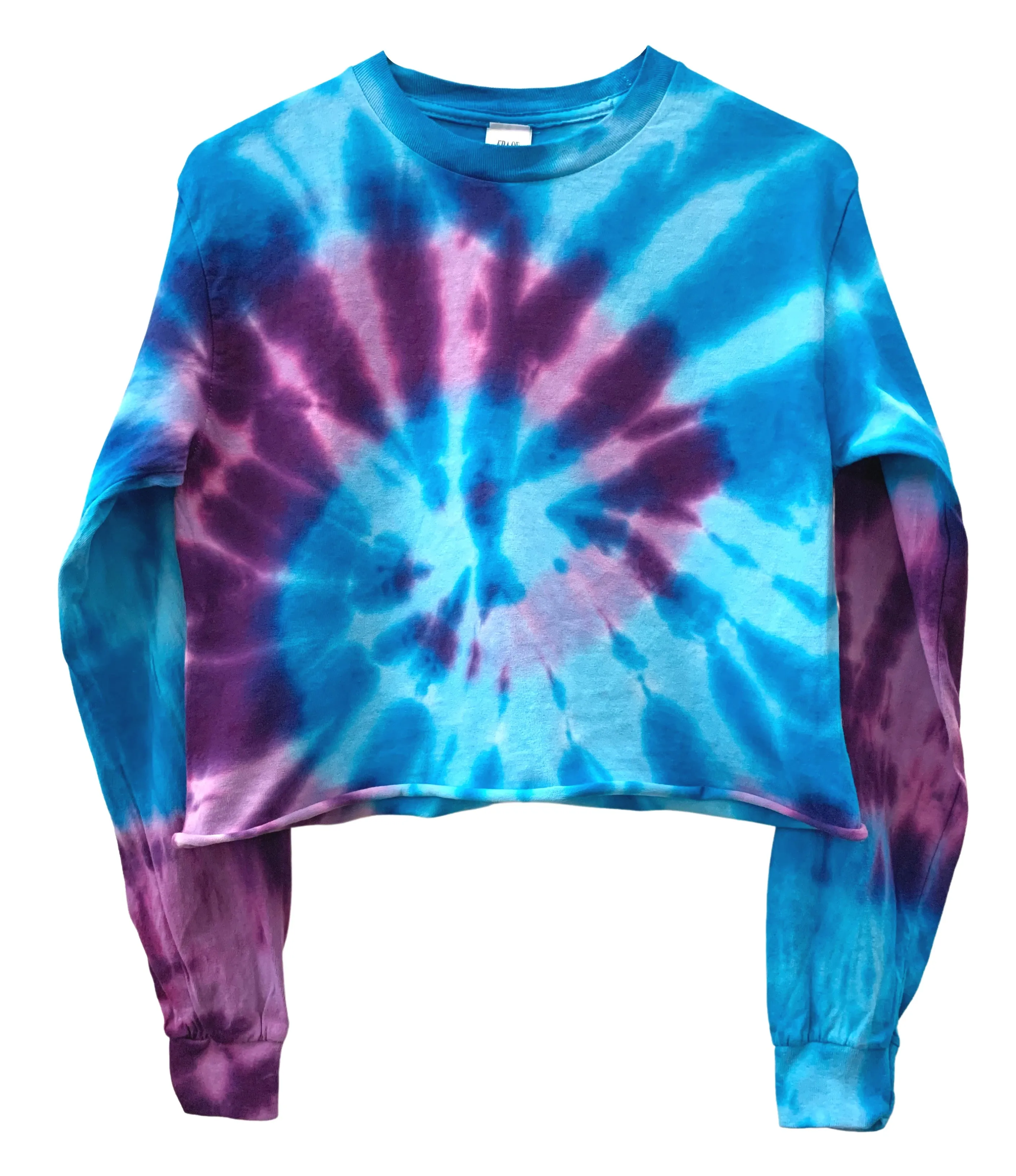 Hibiscus Tie-Dye Cropped Long Sleeve Unisex Tee