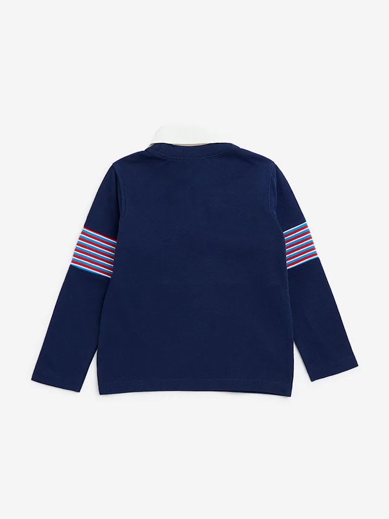 HOP Kids Navy Striped Cotton T-Shirt