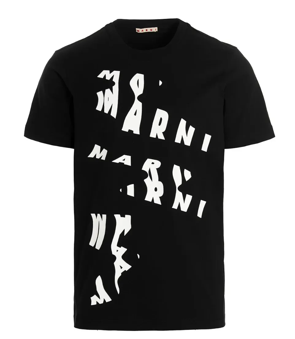 Marni Scanned 'Logo Printed' Black T-Shirt