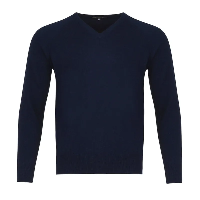 Men's Cashmere V-Neck Sweater in Navy