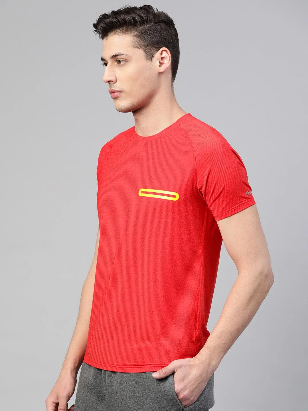 Men's Loose Fit Short Sleeve Striped Red T-shirt