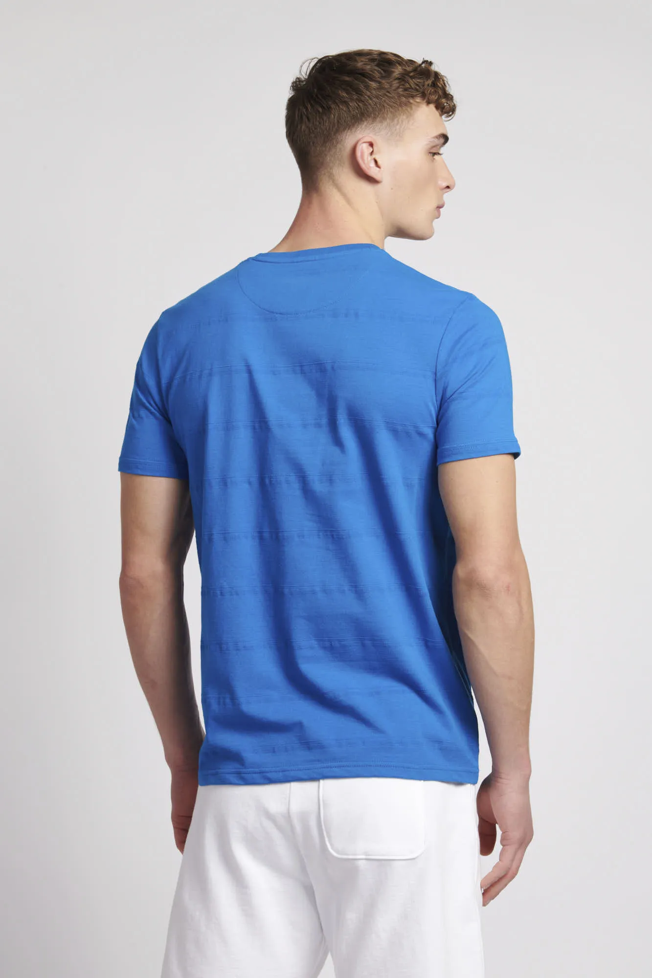 Mens Texture Stripe T-Shirt in Directoire Blue