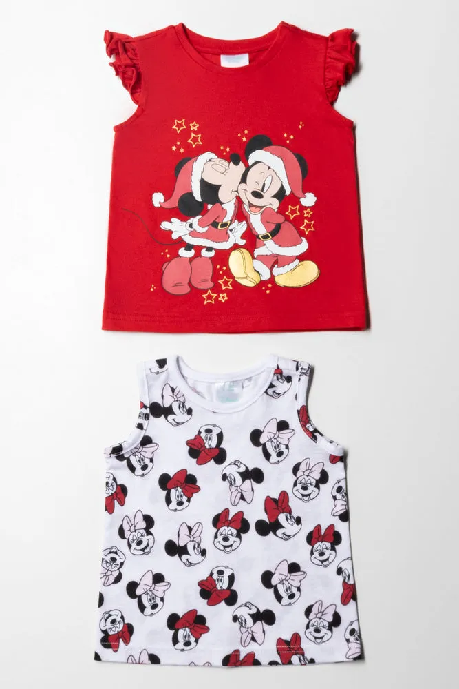 Minnie Mouse 2 Pack T-Shirts Red & White