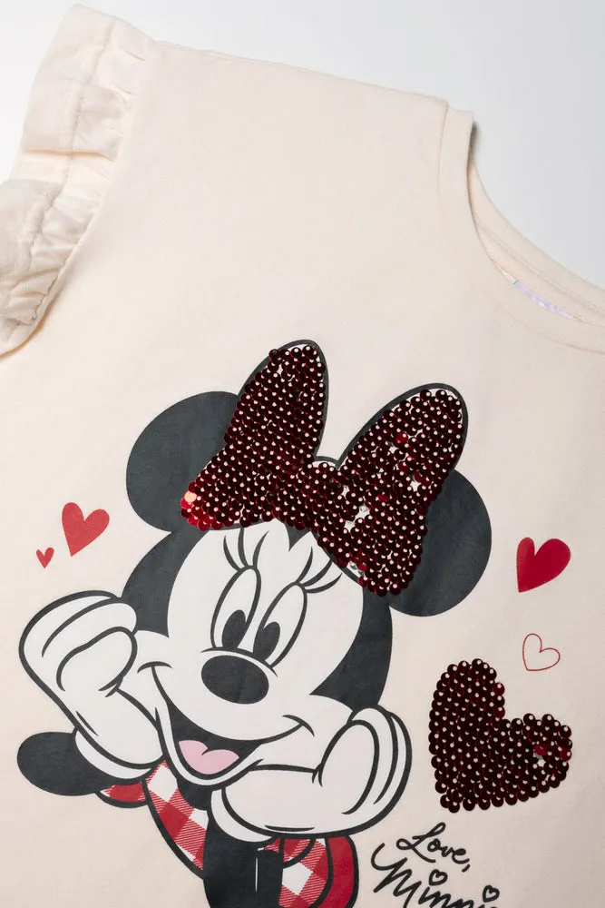 Minnie Mouse 3D Frill Top Off White