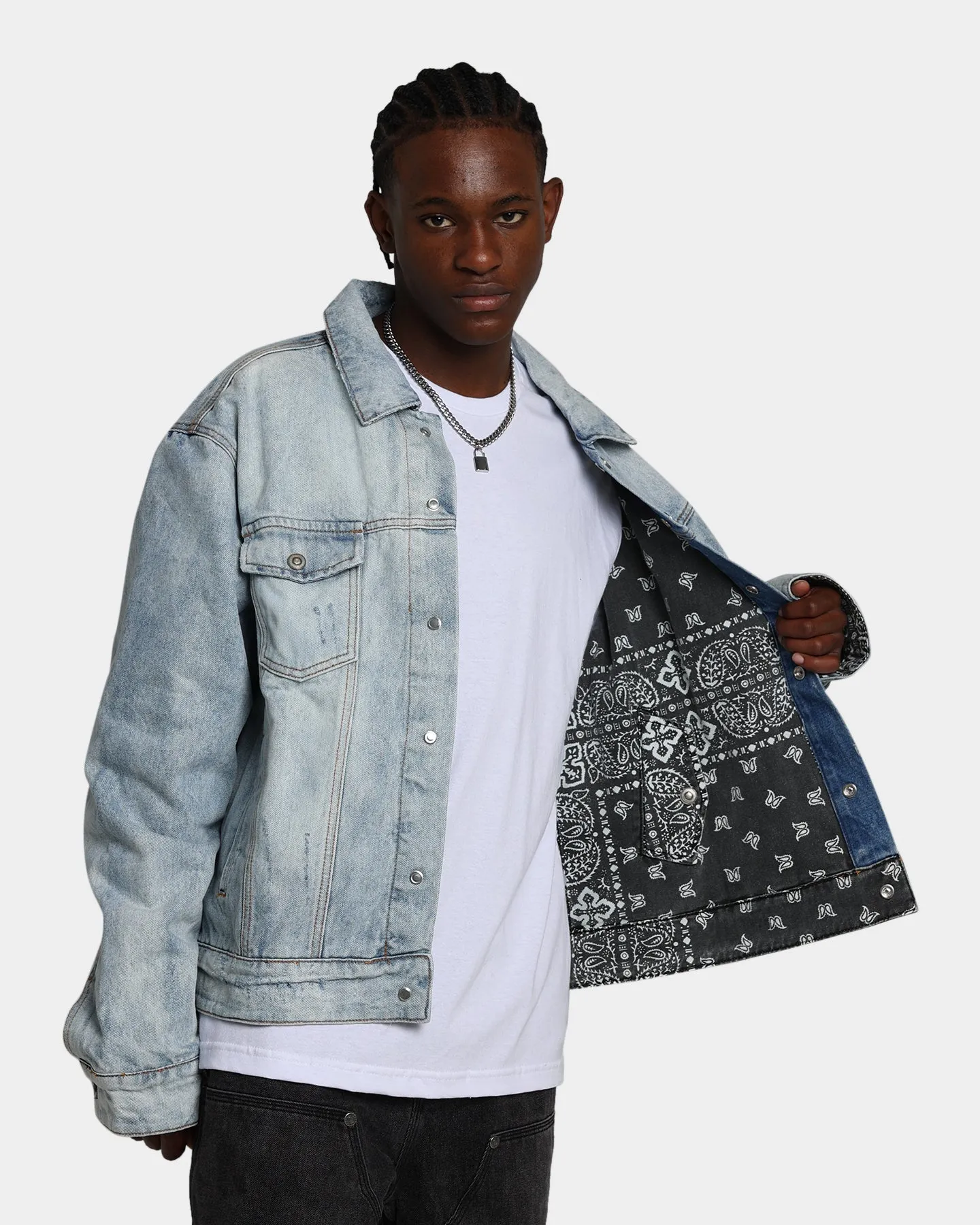 MNML Reversible Paisley Trucker Jacket Blue/Black