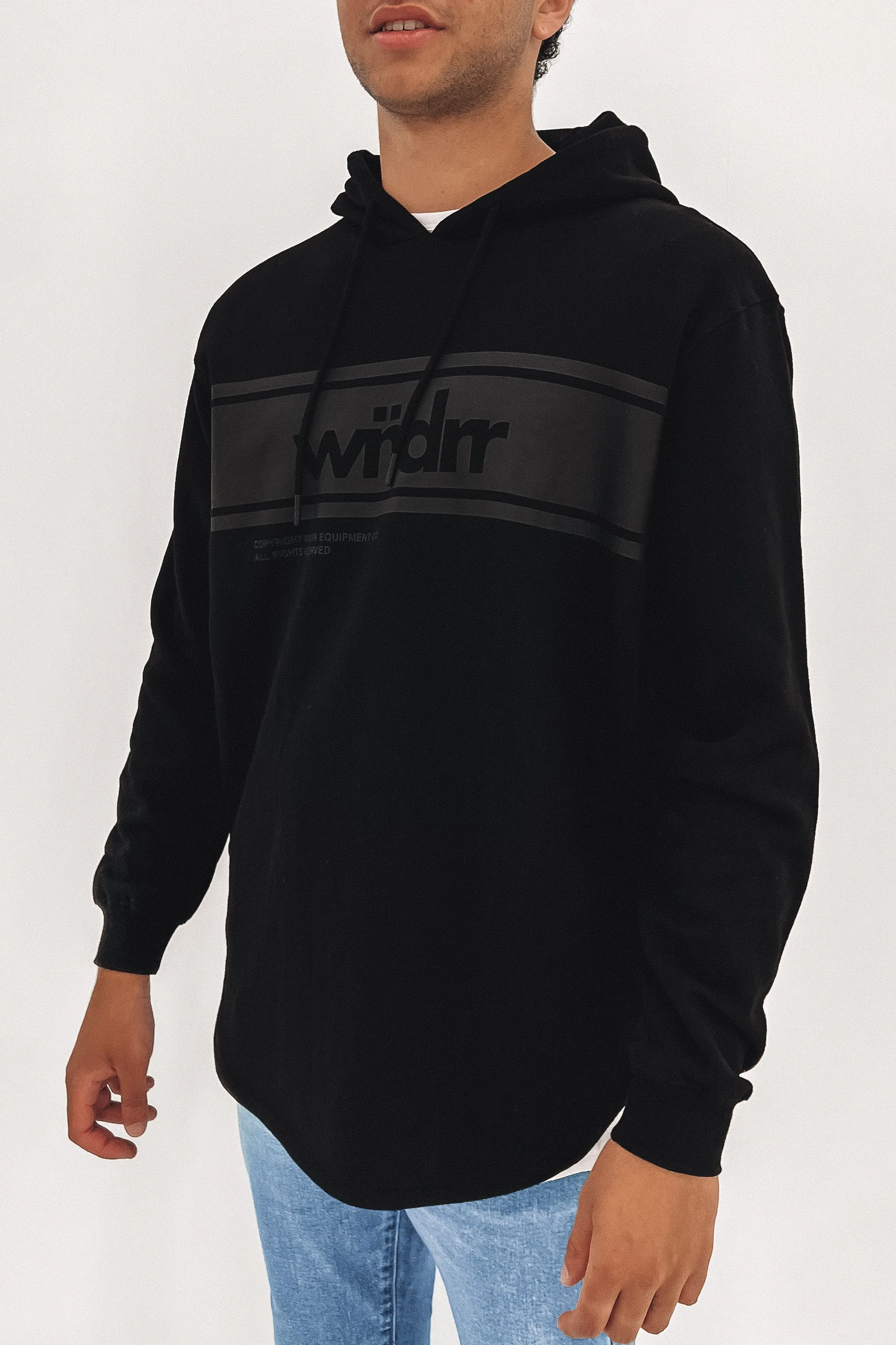 Morant Curved Hem Hood Sweat Black