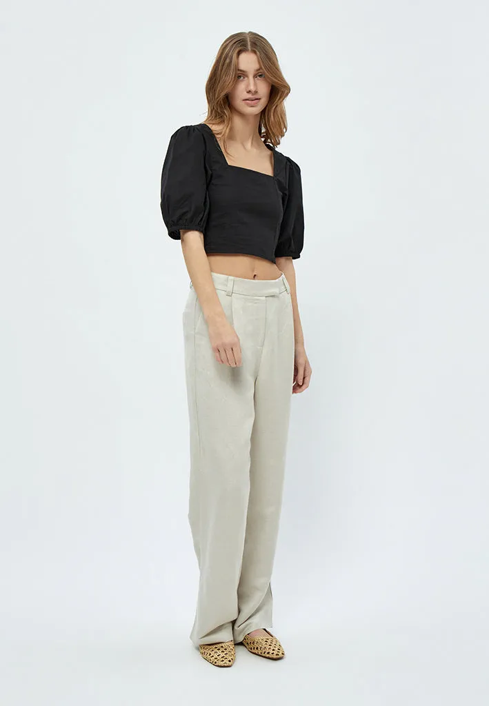 MSShelba Cropped Linen Blouse - Black